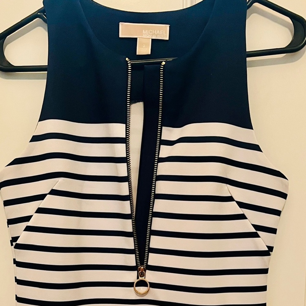 Michael Kors Navy and White Striped Dress